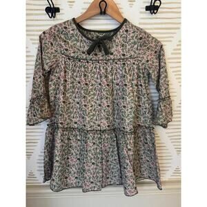 Ren & Rouge Girls Size 6y Pink, Green & Gold Paisley Ruffle Dress